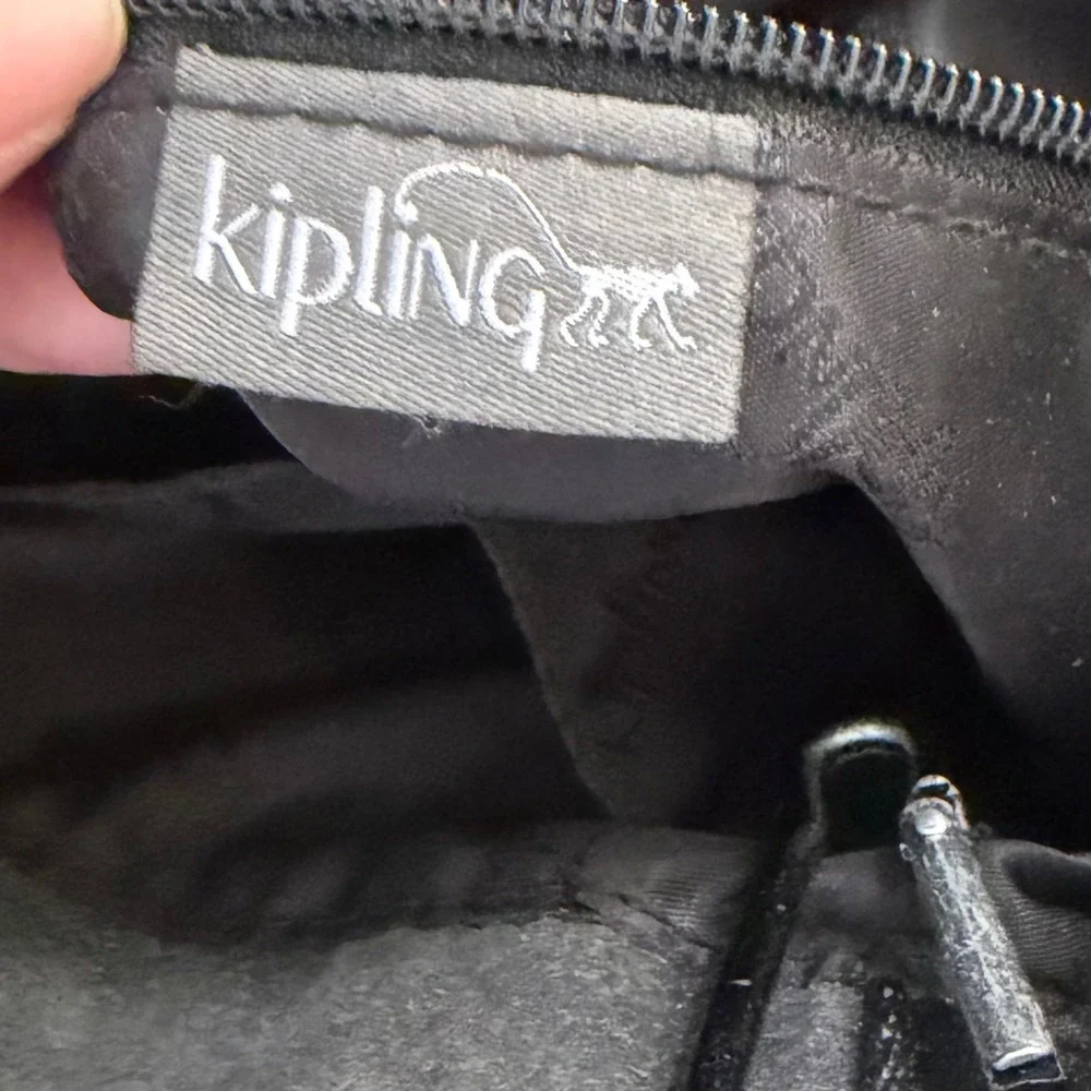Kipling Charcoal Gray Crossbody Satchel‎ Bag Coated Nylon Monkey Travel 11x8x4